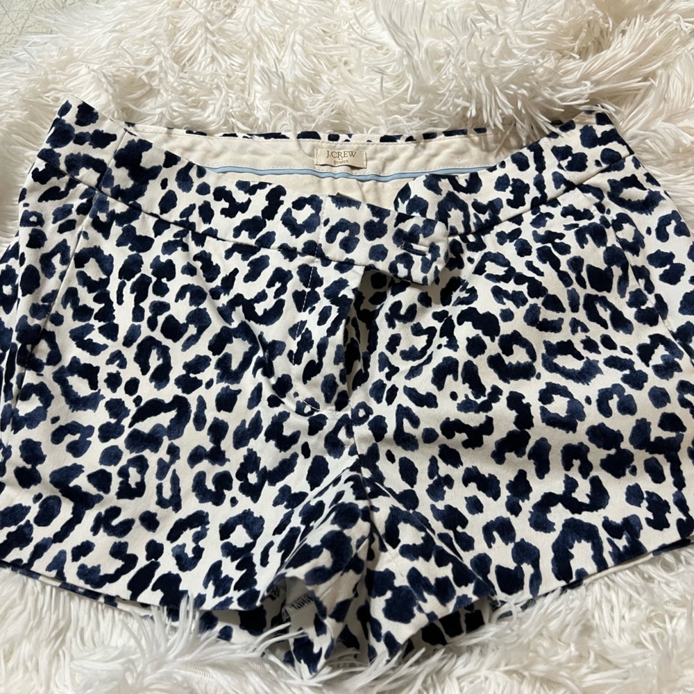 J. Crew White and Blue Mini Pencil Shorts for Night Out